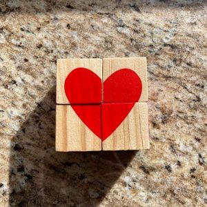 Valentines Wooden Blocks Heart Decor
